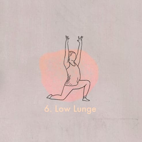 Illustration einer Frau welche die Low Lunge Yoga Position
