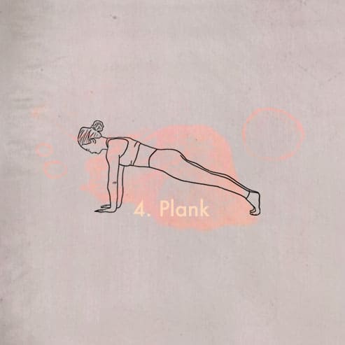 Illustration einer Frau welche die Planke Yoga Position
