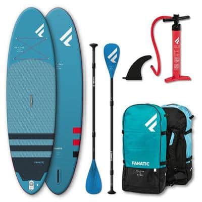 fanatic fly air set mit paddel, pumpe, finne und rucksack übersicht