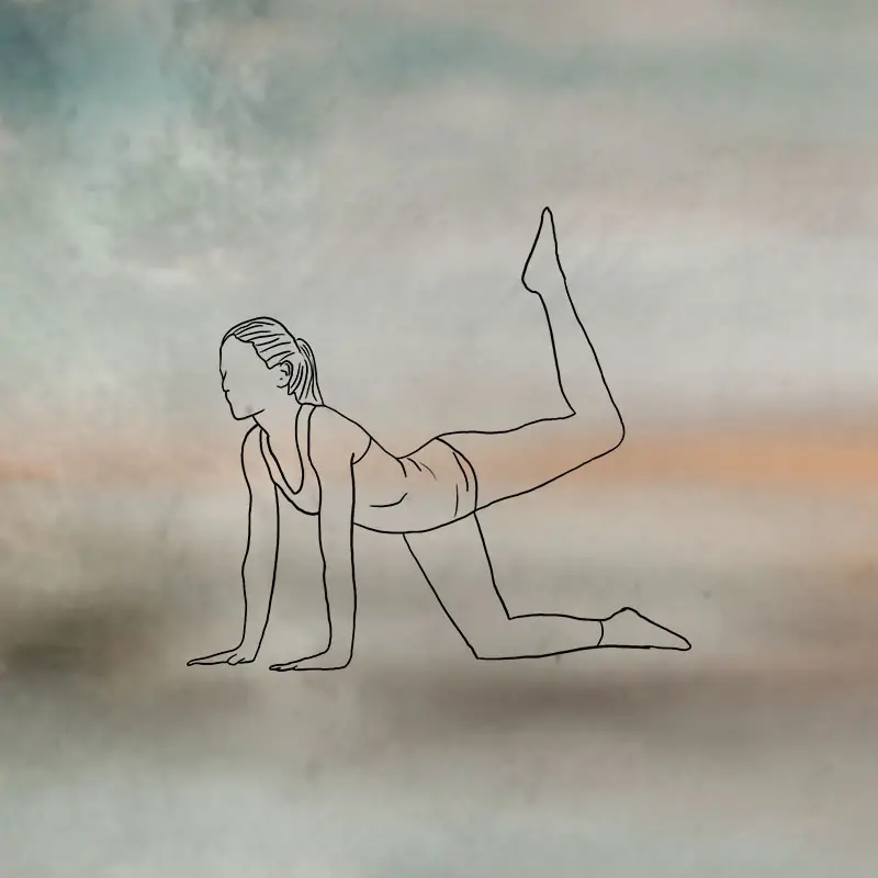 Illustration of a woman, doing the pilates excercice leg lift