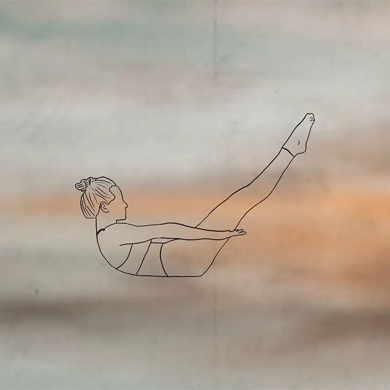 Illustration of a woman, doing the pilates excercice the hundret